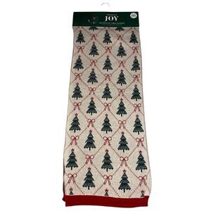 Christmas Tree Table Runner Red Green Holiday Decor Cotton 14x72 Winter Xmas